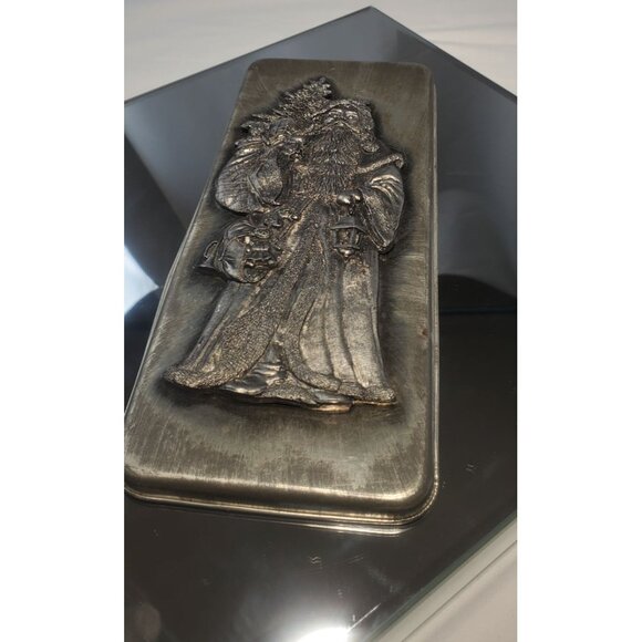 Vtg Metzke Pewter Tin Christmas Santa St Nicholas Carrying Presents Lantern - Picture 2 of 6